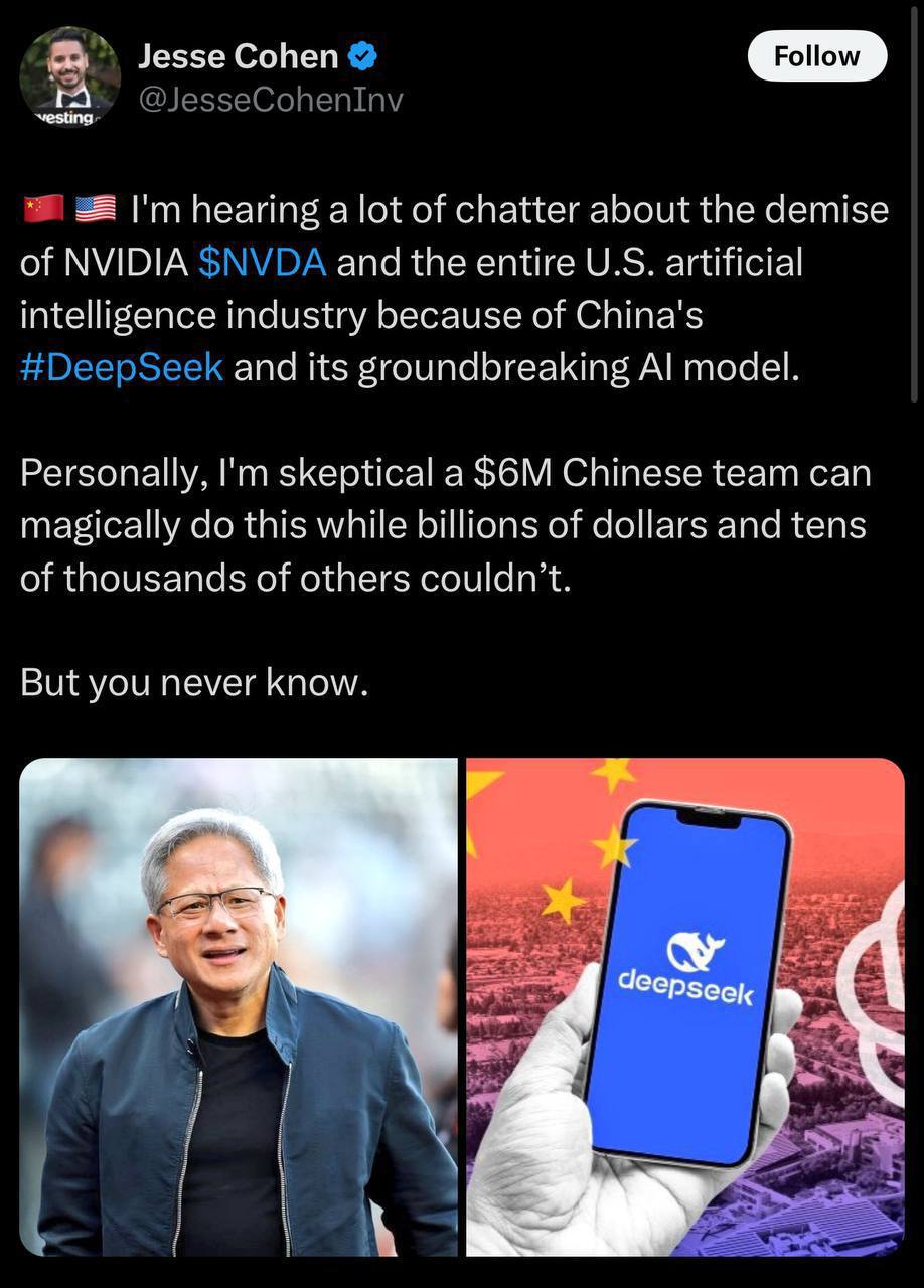 نظر جسی کوهن تحلیلگر ارشد در مورد DeepSeek دیک دیسک